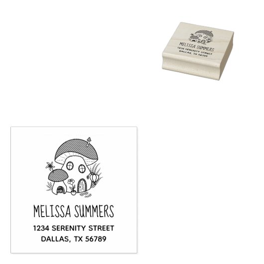 Fairy Mushroom Adres Rubberstempel (Gestempeld)