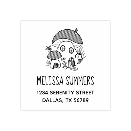 Fairy Mushroom Adres Rubberstempel (Afrduk)