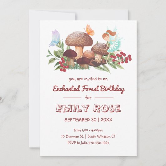 Fairy Mushroom Butterfly Enchanted Forest Birthday Kaart (Voorkant)