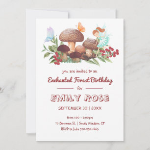Fairy Mushroom Butterfly Enchanted Forest Birthday Kaart
