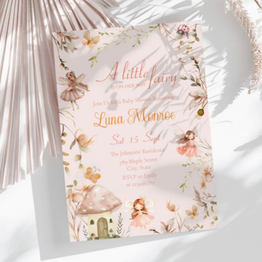 Fairy Mushroom Cottage Boho Waterverf Baby shower Kaart