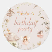 Fairy Mushroom Cottage Boho Waterverf verjaardag Ronde Sticker (Voorkant)