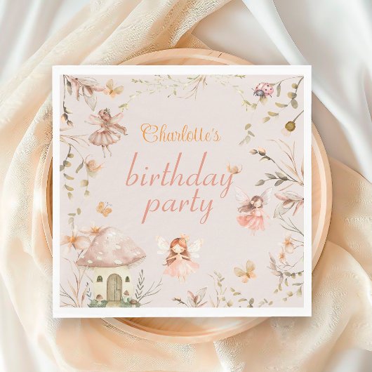 Fairy Mushroom Cottage Boho Waterverf verjaardag Servet