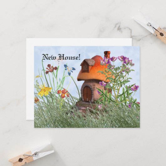 Fairy Mushroom House Change of Addrers Kaart (Voorkant / Achterkant in situ)