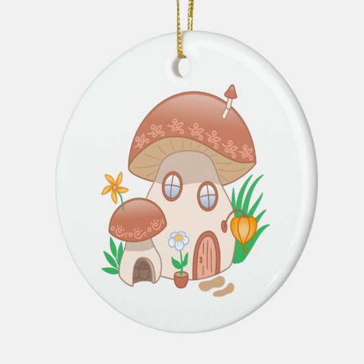 Fairy Mushroom House Keramisch Ornament (Links)