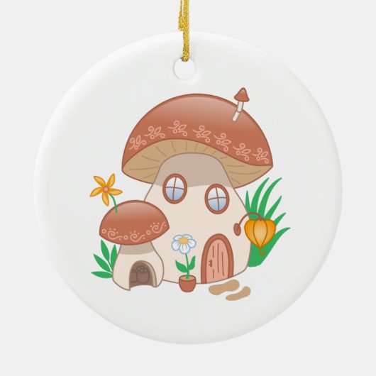 Fairy Mushroom House Keramisch Ornament (Achterkant)
