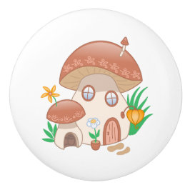 Fairy Mushroom House Keramische Knop