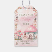 Fairy Mushroom House Pink Birthday Cadeaulabel (Achterkant)