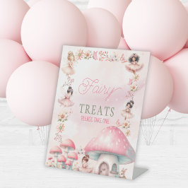 Fairy Mushroom House Pink Birthday Favors Reclamebord Met Voetstuk