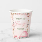 Fairy Mushroom House Pink Birthday Paper cup Papieren Bekers (Voorkant)