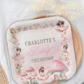 Fairy Mushroom House Pink Birthday Papieren Bordje