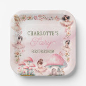 Fairy Mushroom House Pink Birthday Papieren Bordje (Voorkant)