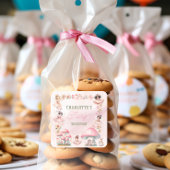 Fairy Mushroom House Pink Birthday Vierkante Sticker