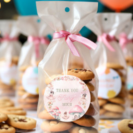 Fairy Mushroom House Pink Thank You Ronde Sticker