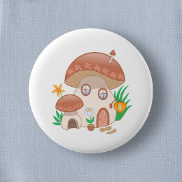 Fairy Mushroom House Ronde Button 5,7 Cm