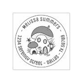 Fairy Mushroom House Round Address Rubberstempel (Afrduk)