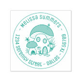 Fairy Mushroom House Round Address Zelfinktende Stempel (Design)