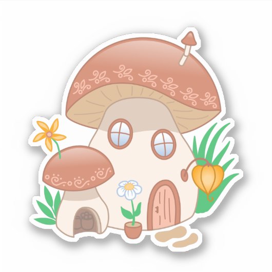 Fairy Mushroom House Sticker (Voorkant)