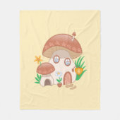 Fairy Mushroom House Yellow Fleece Deken (Voorkant)