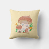 Fairy Mushroom House Yellow Kussen (Achterkant)