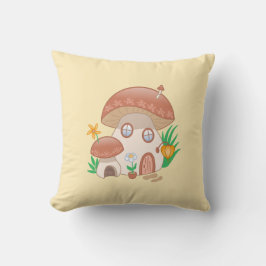 Fairy Mushroom House Yellow Kussen