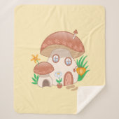 Fairy Mushroom House Yellow Sherpa Deken (Voorkant)