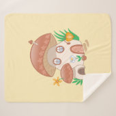 Fairy Mushroom House Yellow Sherpa Deken (Voorkant (horizontaal))