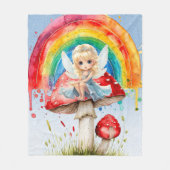Fairy Mushroom Paint Regenboog Meisje Verjaardagsf Fleece Deken (Voorkant)