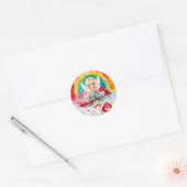 Fairy Mushroom Paint Regenboog Meisje Verjaardagsf Ronde Sticker (Envelop)