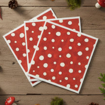 Fairy Mushroom Red and White Polka Dot Pattern 