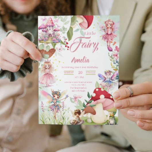 Fairy Mushroom Sprookje Magische Verjaardag Roze Kaart