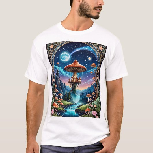 Fairy Mushroom T Shirt van Mystic Dream Realms (Voorkant)