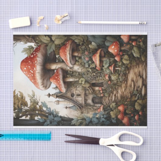 Fairy Mushroom Village Decoupage Halloween Bloemen Tissuepapier (Craft)