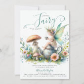 Fairy Mushroom Wild Flowers Baby Tea Girl Shower Kaart (Voorkant)