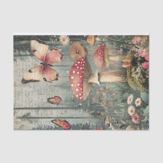 Fairy Mushrooms Gotische Tuin Decoupage Tissuepapier (Voorkant)