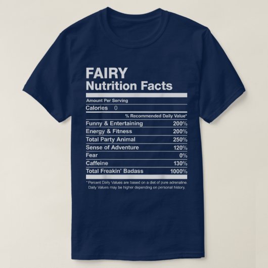 Fairy Nutrition Facts Name Named Funny T-shirt (Design voorkant)