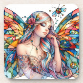 Fairy of Light Glas in lood-geïnspireerde fantasie Bier Onderzetter (Voorkant)