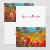 FAIRY OF THE RED Fantasy Birthday Party Kaart (Voorkant / Achterkant)