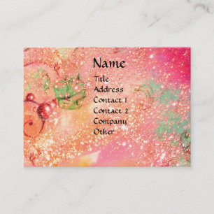 FAIRY OF THE RED FLOWERS IN PINK SPARKLES Fantasy Visitekaartje