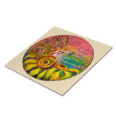 FAIRY OF THE SUNFLOWERS yellow pink ivory Tegeltje (Zijkant)
