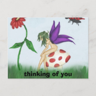 Fairy_on_a_mushroom_by_Ravenna, denk aan jou Briefkaart
