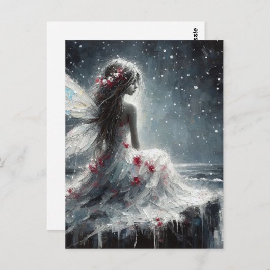 Fairy on a Seaside Cliff in a White Dress Briefkaart (Voorkant / Achterkant)