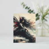Fairy on a Seaside cliff  in Black Dress Briefkaart (Staand voorkant)