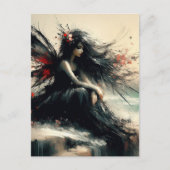 Fairy on a Seaside cliff  in Black Dress Briefkaart (Voorkant)