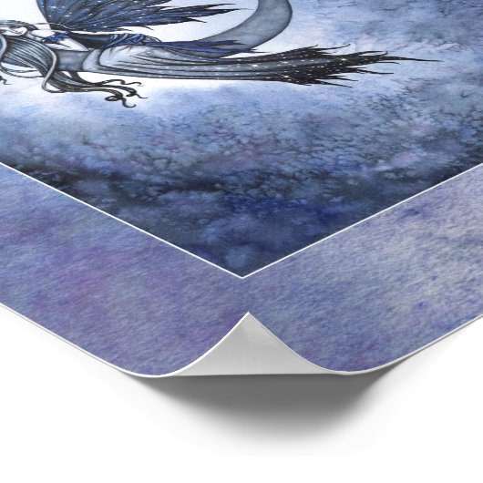Fairy on Crescent Moon Fantasy Art van Molly H Poster (Hoek)