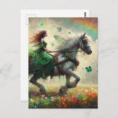 Fairy on Horseback brengt geluk voor St. Patrick's Briefkaart (Voorkant / Achterkant)