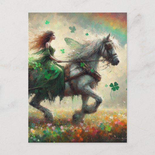 Fairy on Horseback brengt geluk voor St. Patrick's Briefkaart (Voorkant)