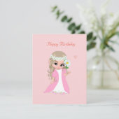 Fairy on Light Pink Birthday Card Kaart (Staand voorkant)
