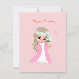 Fairy on Light Pink Birthday Card Kaart