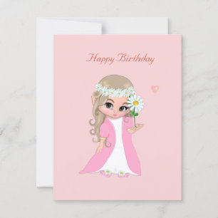 Fairy on Light Pink Birthday Card Kaart